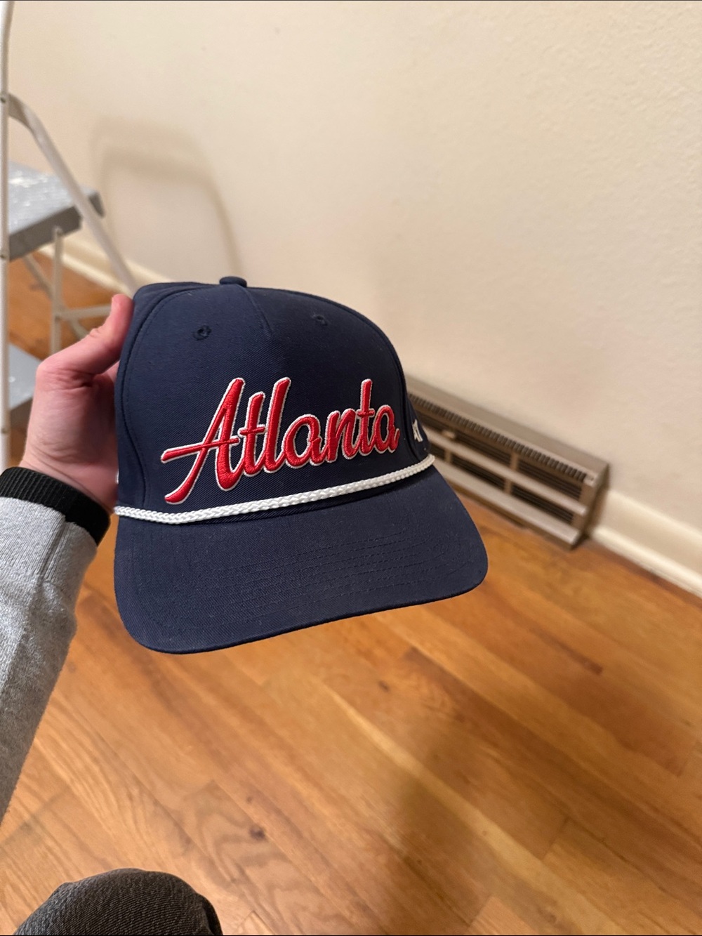 Atlanta Script Rope-Trim Kids Cap - Navy